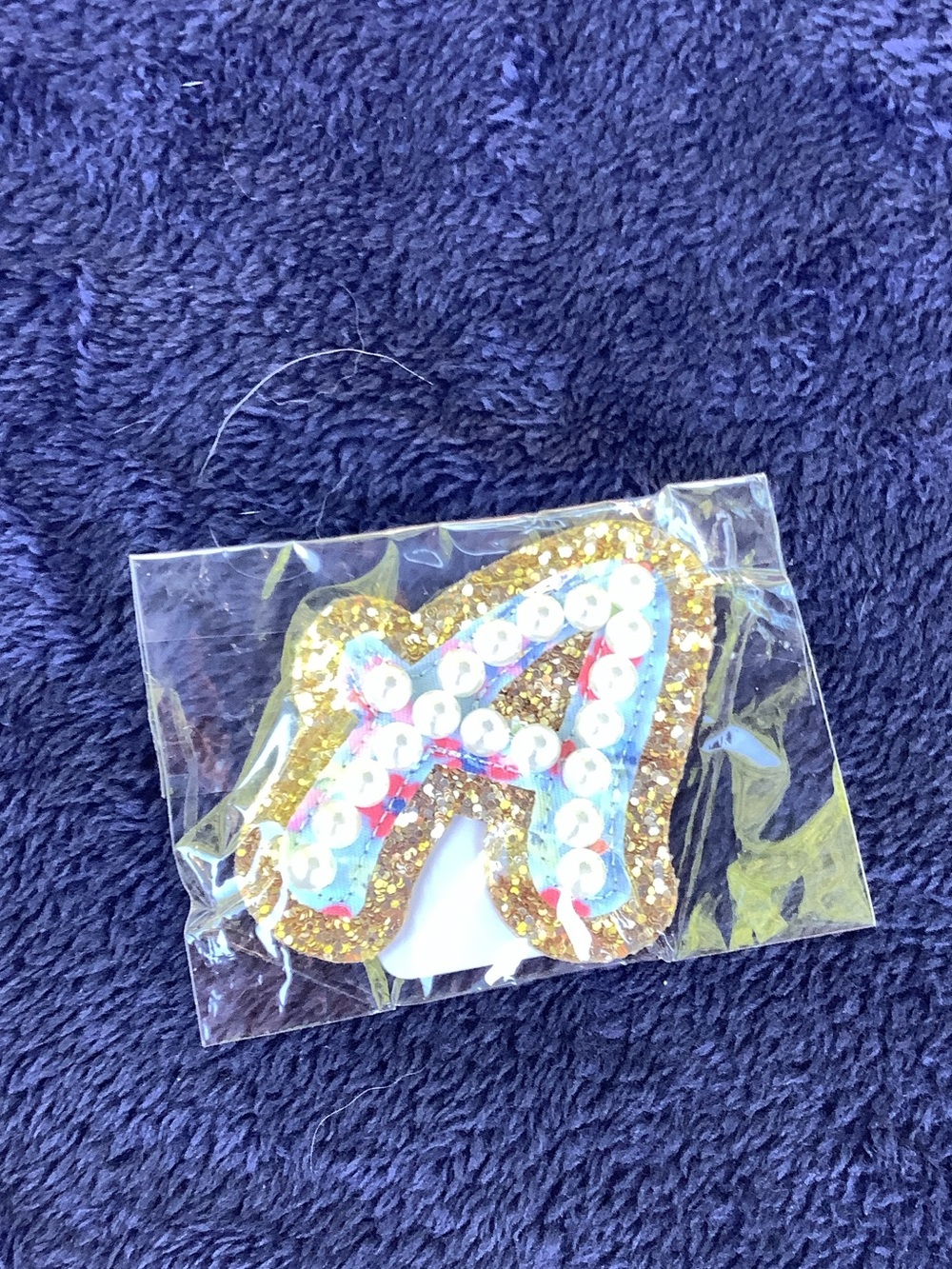 Gold Sequin Letter A bag patch